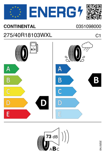 >>Etichetta Pneumatici *CONTI SP-CO2 275/40 R18 103W XL