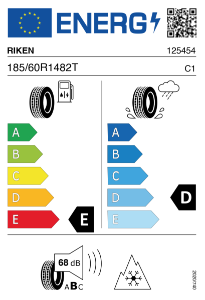 >>Etichetta Pneumatici *RIKEN SNOWT.185/60 R14 82 T
