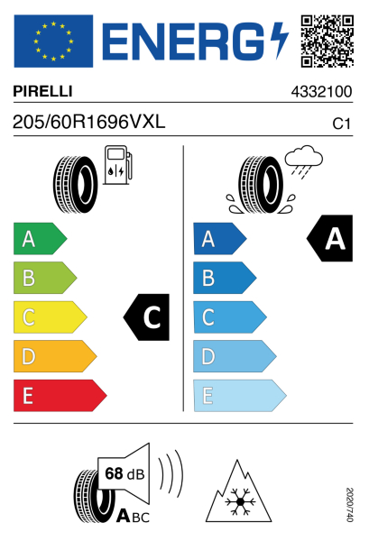 >>Etichetta Pneumatici PIRELLI AS-SF2 205/60 R16 96 V XL