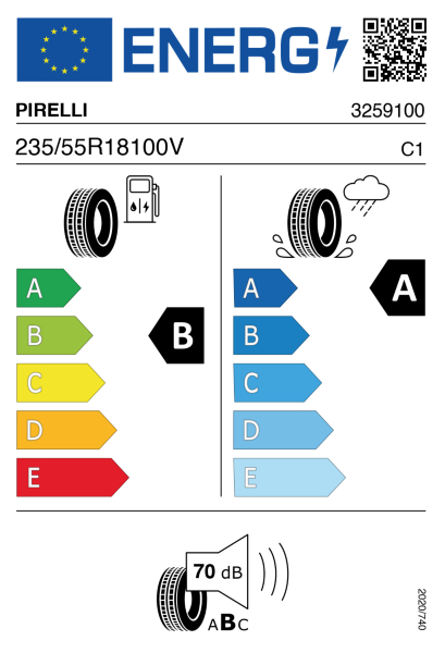>>Etichetta Pneumatici PIRELL P-ZERO 235/55 R18 100V