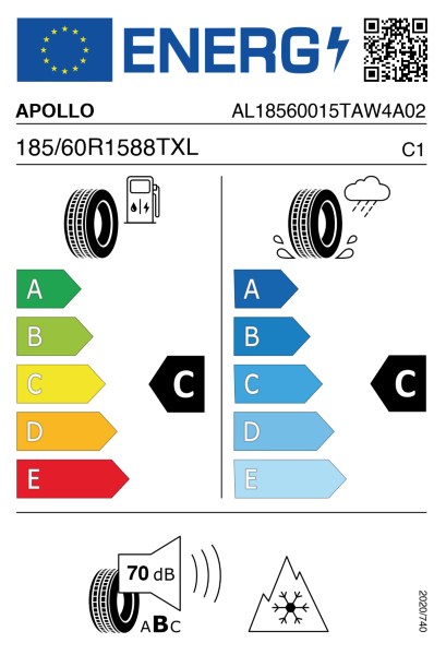 >>Etichetta Pneumatici APOLLO AL-4GW 185/60 R15 88 T XL
