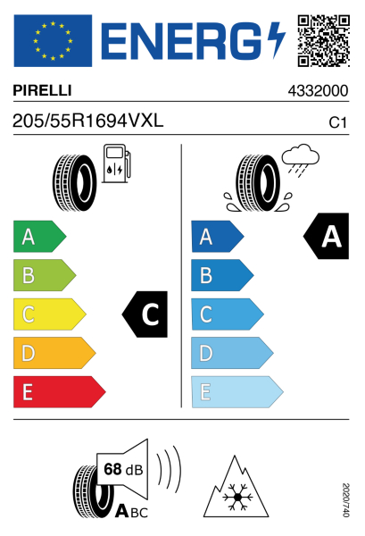 >>Etichetta Pneumatici PIRELLI AS-SF2 205/55 R16 94 V XL