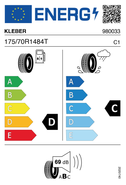 >>Etichetta Pneumatici KLEBER DY-HP4 175/70 R14 84 T