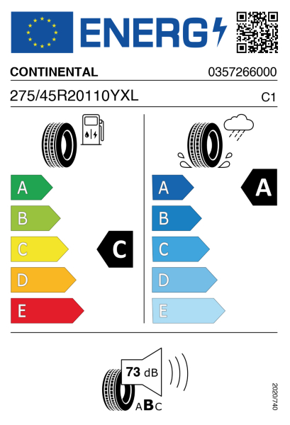 >>Etichetta Pneumatici CONTI    SPCO5P 275/45 R20 110Y XL