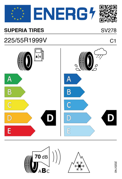 >>Etichetta Pneumatici SUPERIA B-SUV2 225/55 R19 99 V