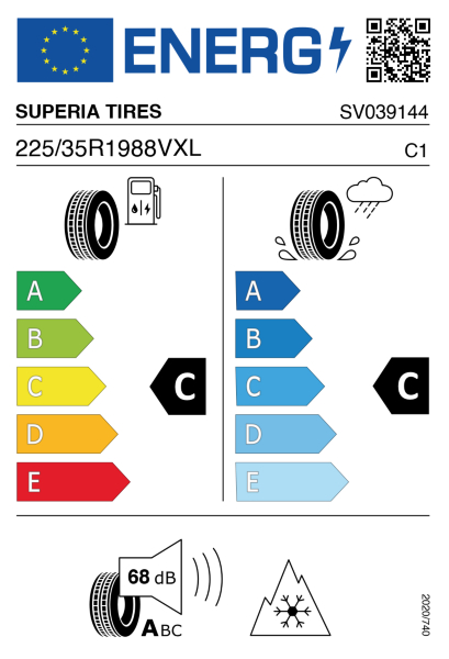 >>Etichetta Pneumatici SUPERIA B-UHP3 225/35 R19 88 V XL