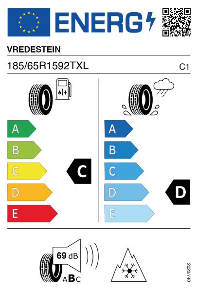 >>Etichetta Pneumatici VREDEST. NO-TR2 185/65 R15 92 T XL