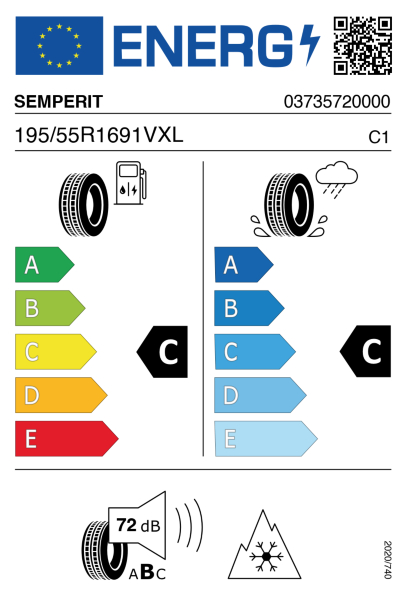 >>Etichetta Pneumatici SEMPERIT AS-GRIP 195/55 R16 91 V XL