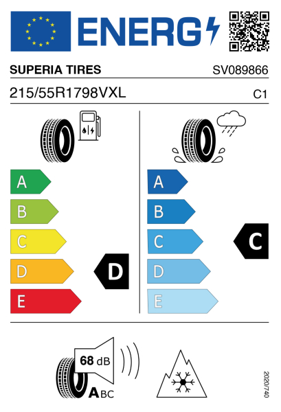 >>Etichetta Pneumatici SUPERIA B-UHP3 215/55 R17 98 V XL