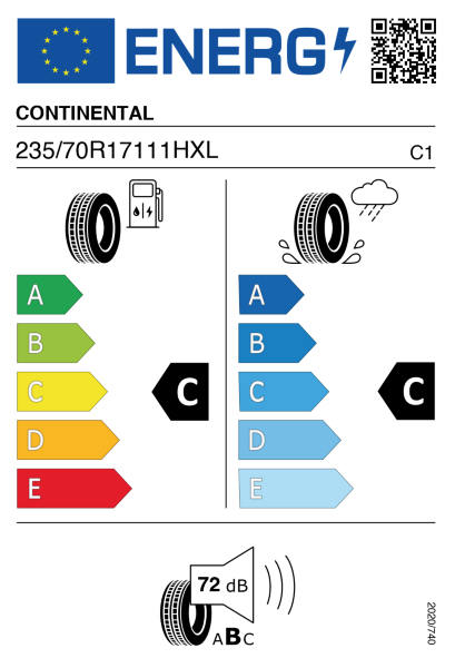 >>Etichetta Pneumatici CONTI 4X4-CO 235/70 R17 111H XL