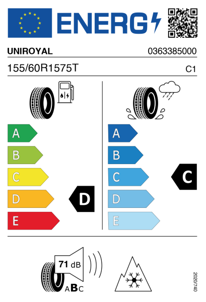>>Etichetta Pneumatici UNIROYAL AL-EX2 155/60 R15 75 T