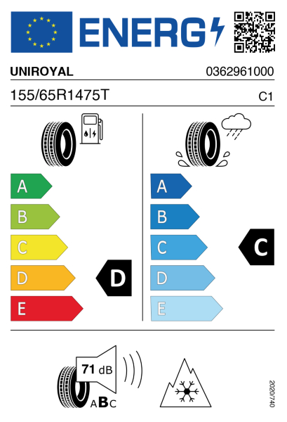 >>Etichetta Pneumatici UNIROYAL AL-EX2 155/65 R14 75 T