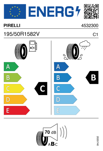 >>Etichetta Pneumatici PIRELL CIN-P1 195/50 R15 82 V