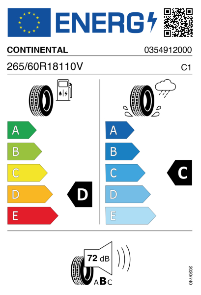 >>Etichetta Pneumatici CONTI 4X4-CO 265/60 R18 110V