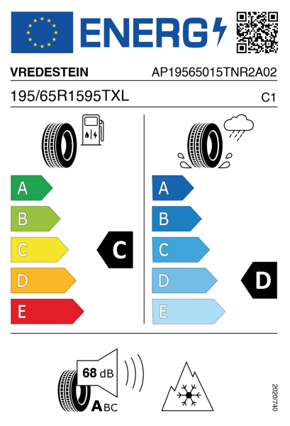 >>Etichetta Pneumatici VREDEST. NO-TR2 195/65 R15 95 T XL