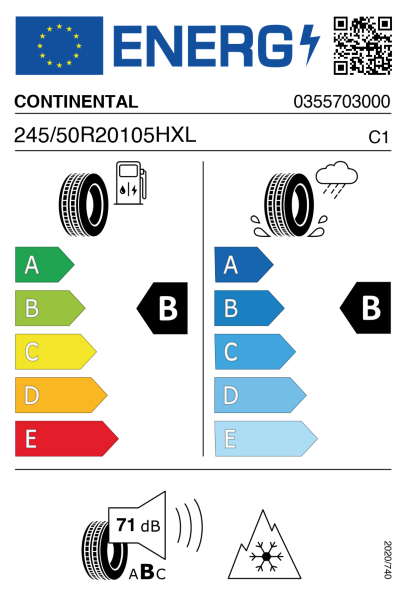 >>Etichetta Pneumatici CONTI    TS870P 245/50 R20 105H XL