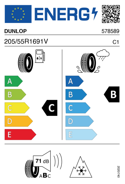 >>Etichetta Pneumatici DUNLOP ALL-SE 205/55 R16 91 V