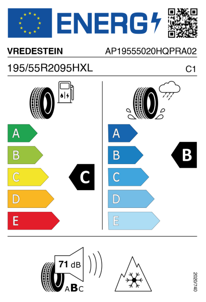 >>Etichetta Pneumatici VREDEST. Q-PRO 195/55 R20 95 H XL