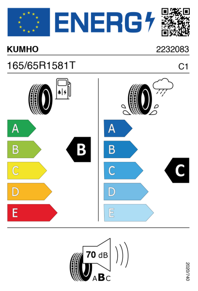 >>Etichetta Pneumatici KUMHO ES31 165/65 R15 81 T