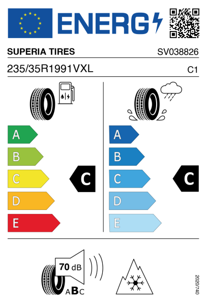 >>Etichetta Pneumatici SUPERIA B-UHP2 235/35 R19 91 V XL